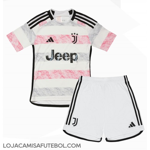 Camisa de Futebol Juventus Equipamento Secundário Infantil 2023-24 Manga Curta (+ Calças curtas)